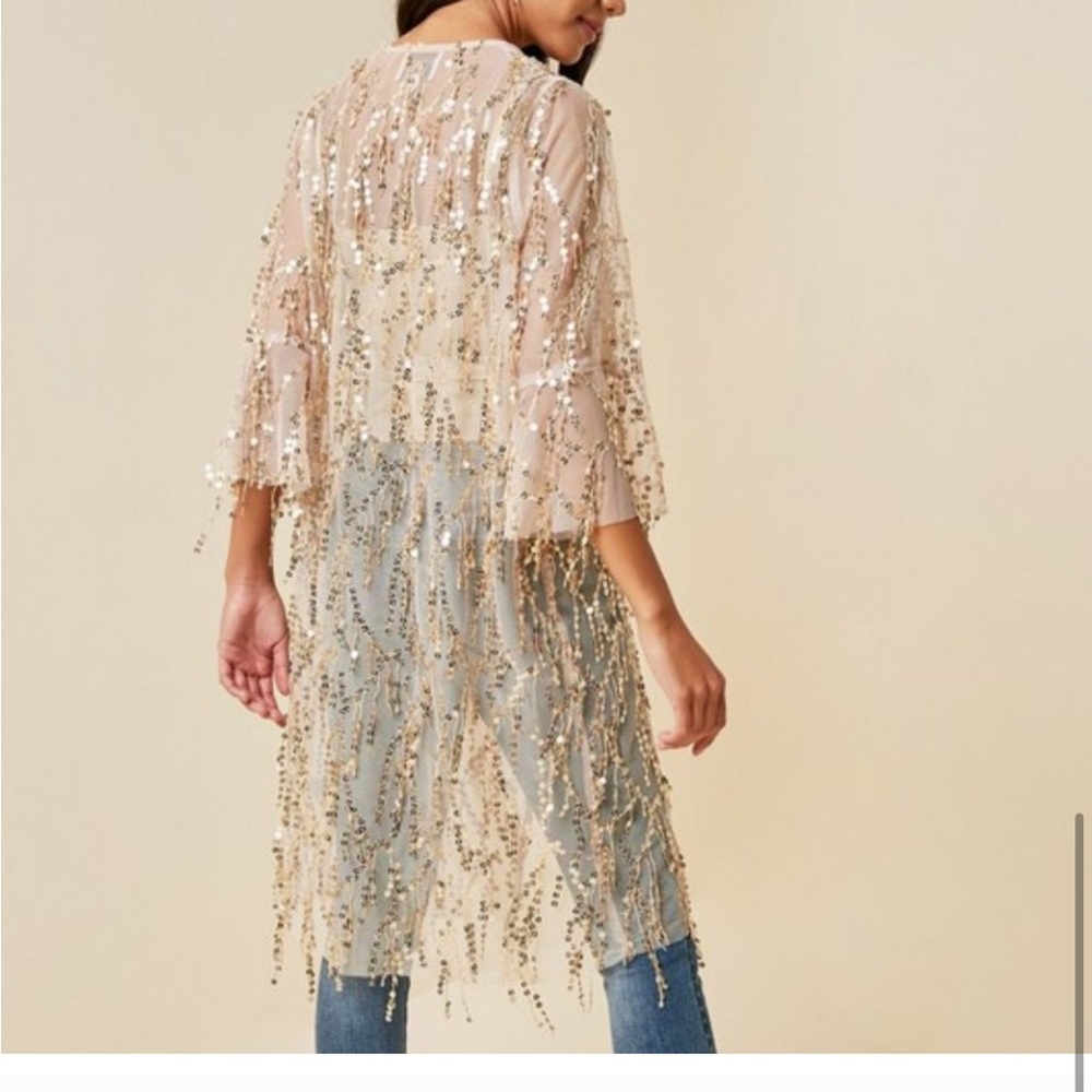 Vintage Forever 21 Sequin Embellished Sheer Kimono - Picture 3 of 3